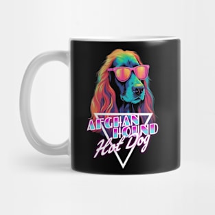 Retro Wave Afghan Hound Hot Dog Shirt Mug